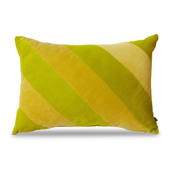 Striped velvet Cushion Yellow